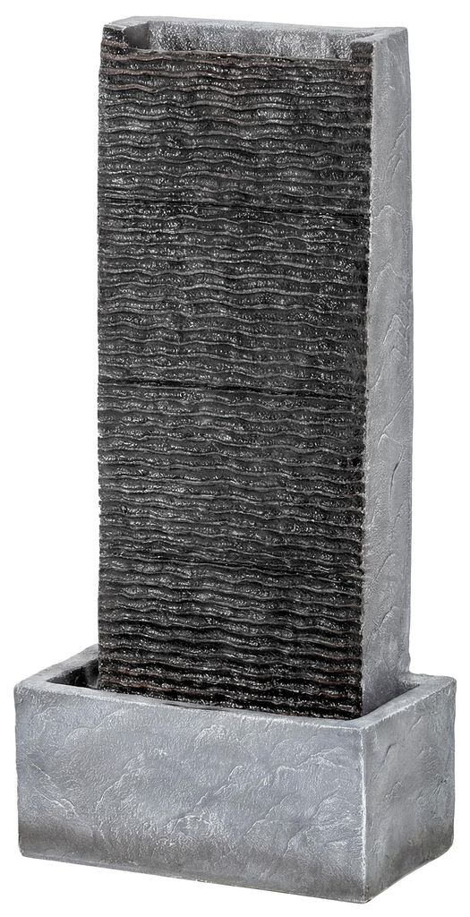 Springbrunnen 2-stufig Gartenbrunnen mit LED Beleuchtung Pumpe Granitoptik 37,5 x 22 x 80 cm