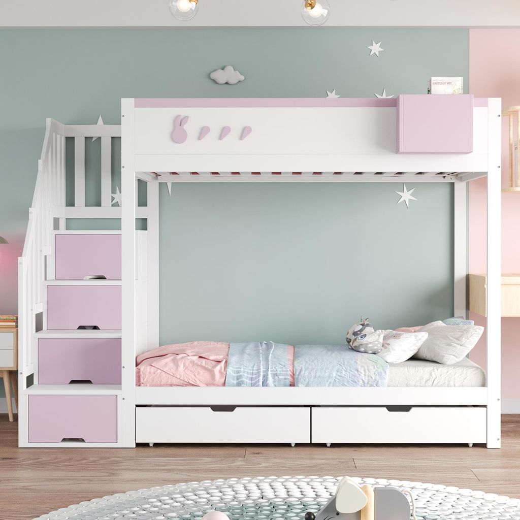 Letto a castello Sweiko per bambini 90x200 cm, con motivi Immagine del prodotto 