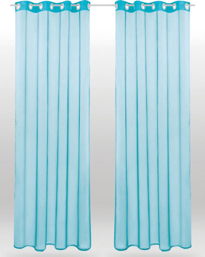 2er Pack Gardine Transparent Noella Ösen, Größe: 140 x 175cm (Türkis)