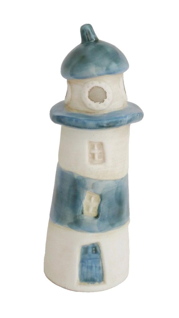 Gartenstecker Zaunhocker Leuchtturm Keramik Zaunsitzer Skulptur Figur Objekt