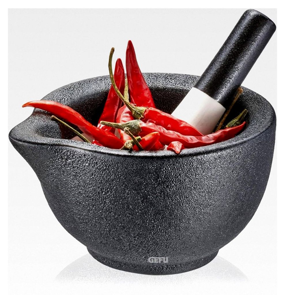 Mörser GRINO – Mörser mit Stößel aus Porzellan, Gussoptik, Gewürzmörser für Gewürze und Pesto, Durchmesser 10,2 cm