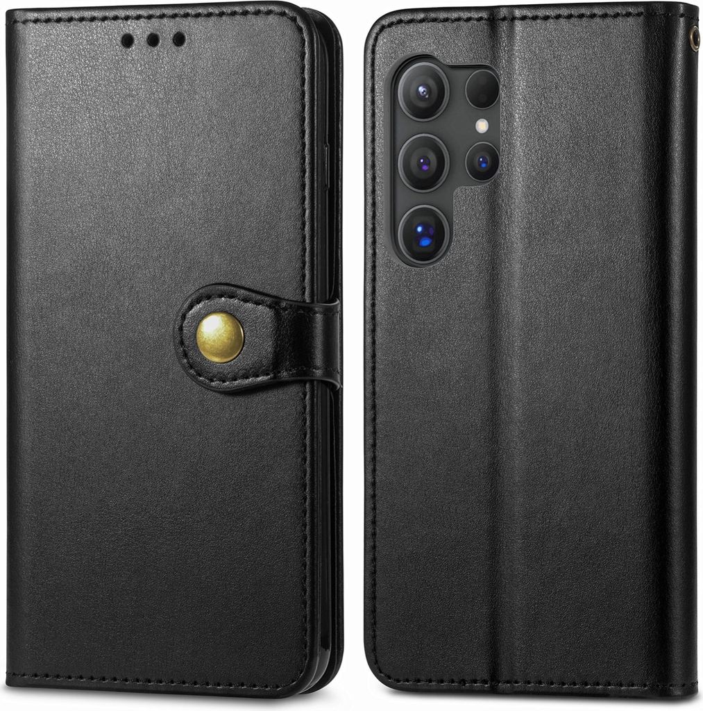 Mobigear Snap Button Samsung Galaxy S25 Plus Hülle Klapphülle Geldbörse - Schwarz