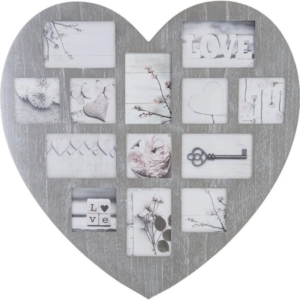 Cadre photo en bois HEART multi-photos pour 3 photos de 10x15 cm