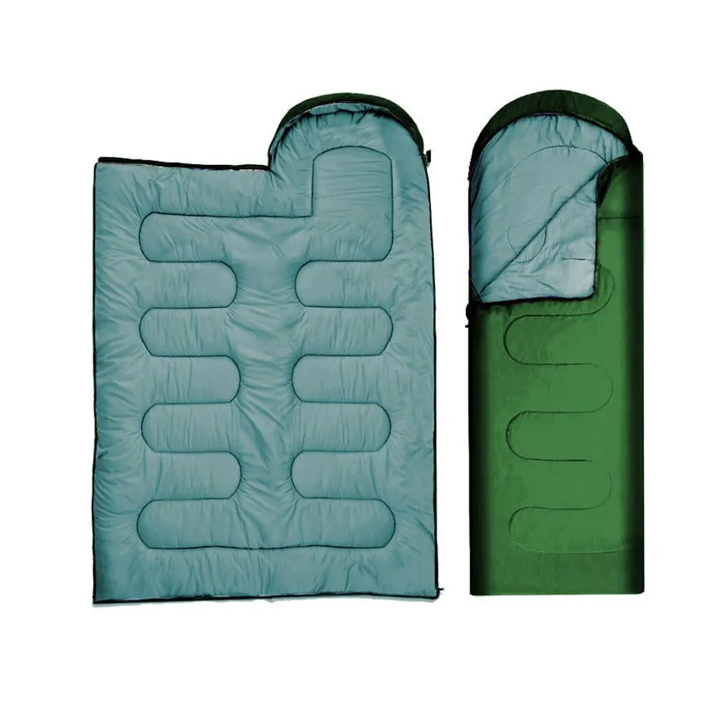 Sac de couchage rectangulaire transformable en couverture verte BASS - 3