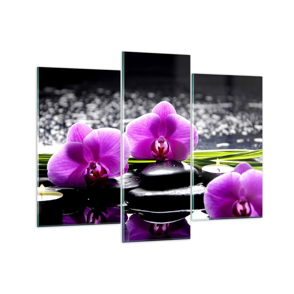 Bilder auf glas - Orchidee Natur Wasser Blume - 130x100cm - Glasbilder - Wandbilder - Kunstdruck - zum Aufhängen bereit - Wanddekoration aus Glas ...