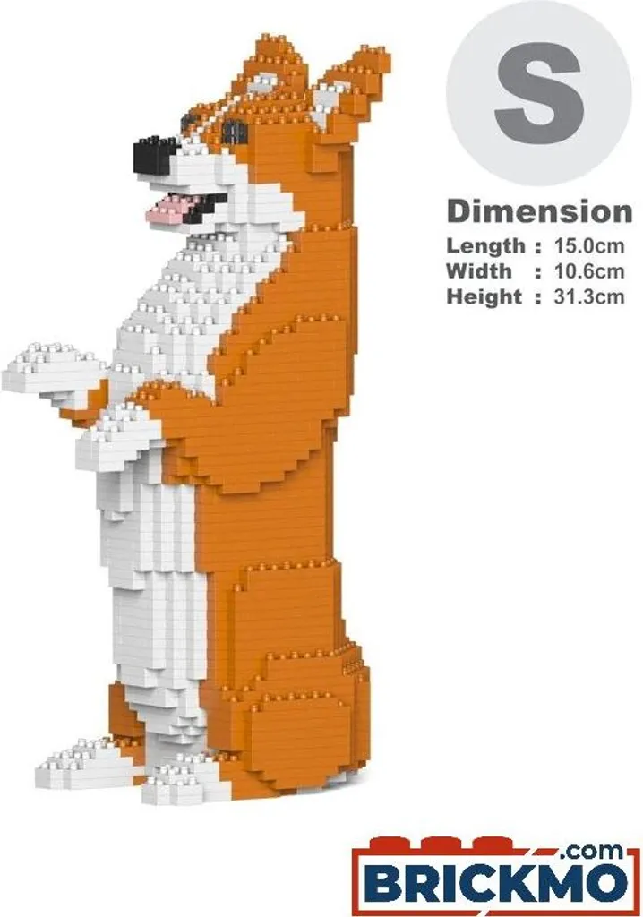 Sculpture Corgi en blocs emboîtables - Statuette JEKCA 3D réaliste