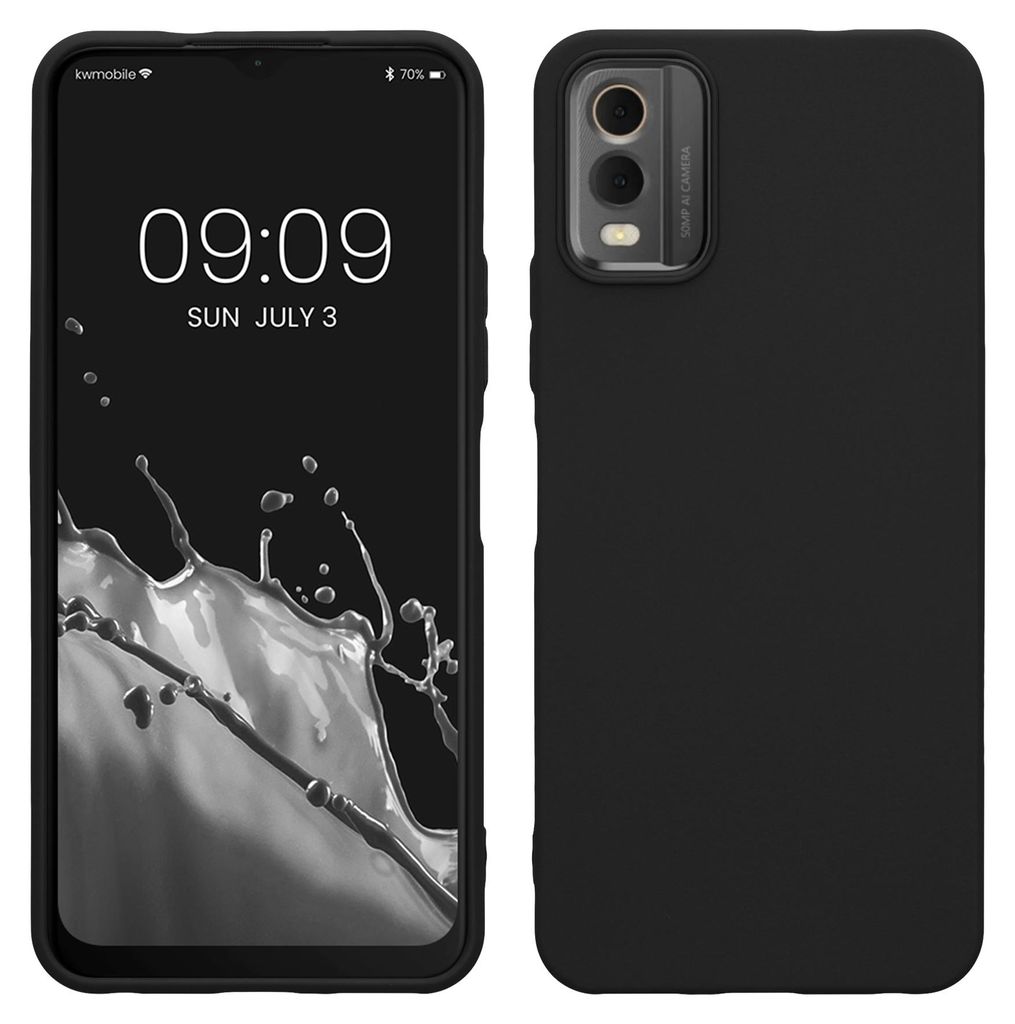 kwmobile Handyhülle für Nokia C32 Hülle - TPU Case - Kabelloses Laden - Schutzhülle Cover in Schwarz