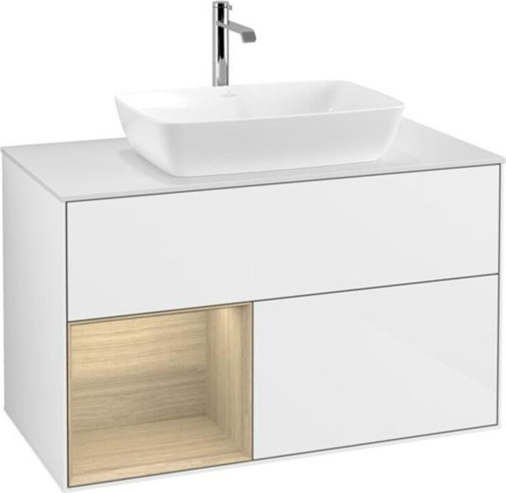 V&B Waschtischunterschrank Finion 100, Pl wh. m, Reg Oa ven, glo wh. Lac
