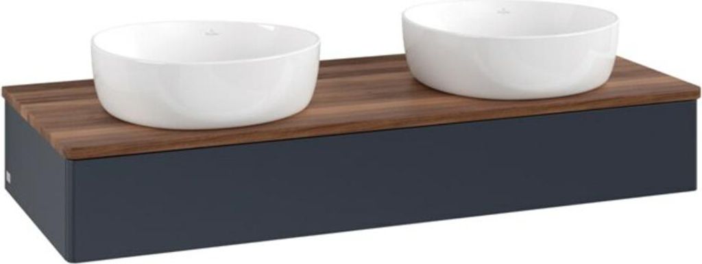 V&B Waschtischunterschrank ohne Frontstruktur, mit Beleuchtung Antao 120x19x50cm, WBP w. wal, md bl. m Lac