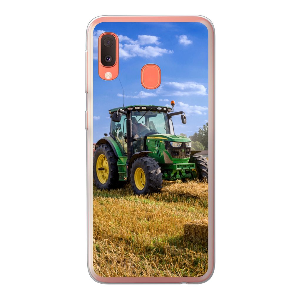 MuchoWow Handyhülle Schutzhülle Hülle für Samsung Galaxy A20e Traktor - Bauernhof - Heu - Feld - Sonne - Landleben Silikon Softcase Handy Hü...