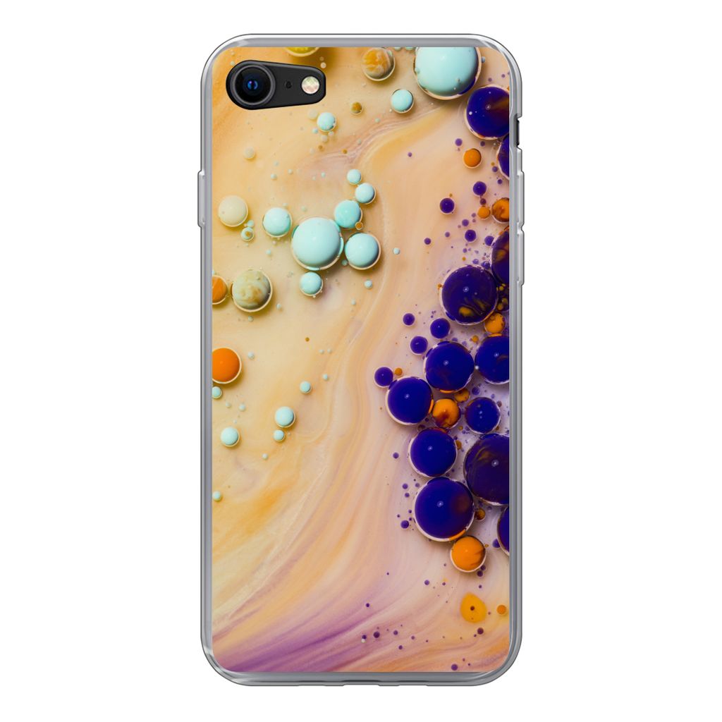 MuchoWow Handyhülle Schutzhülle Hülle für iPhone 7 Milch - Tinte - Psychedelisch Silikon Softcase Handy Hülle - Kartenhalter