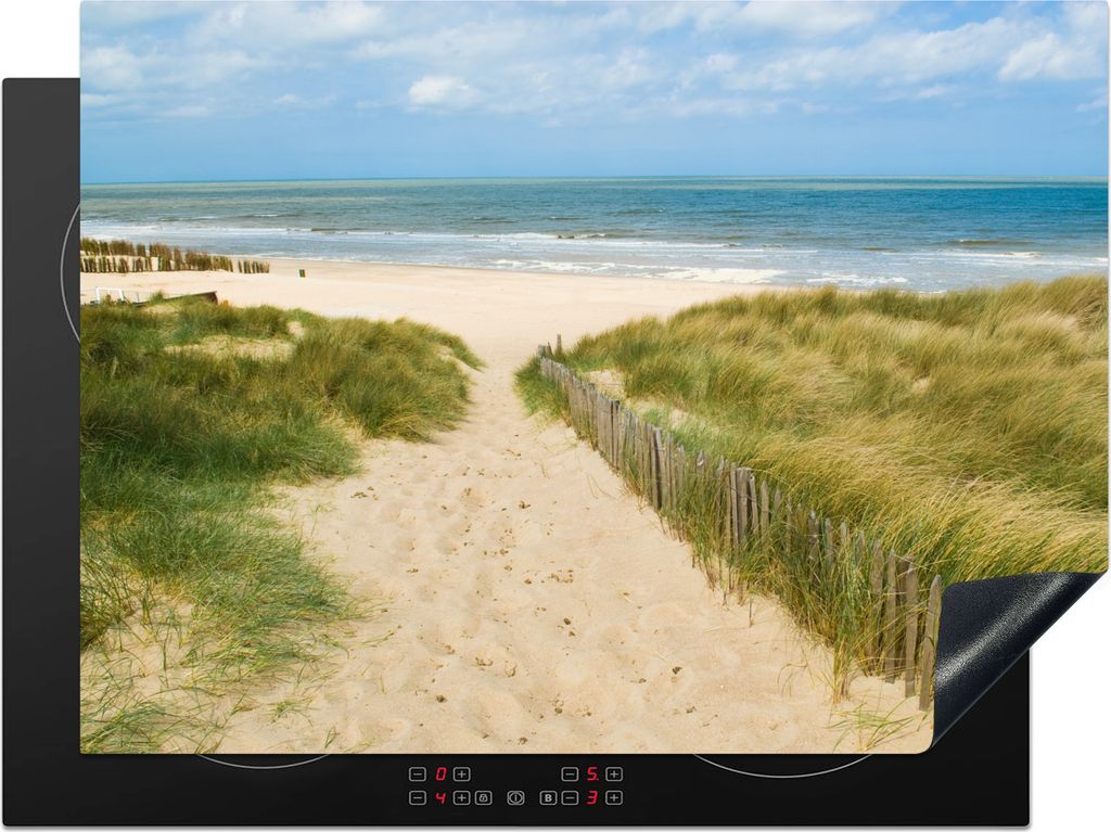 KitchenYeah Herdabdeckplatte Strand - Meer - Düne - Belgien , 71x52cm, Küche Deko, Glaskeramikkochfeld Herdabdeckung, Abdeckplatte fùr Kochfeld