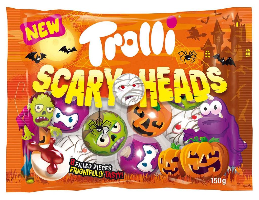 Trolli Scary Heads – cukierki piankowe z motywem Halloween, Zdjęcie produktu 