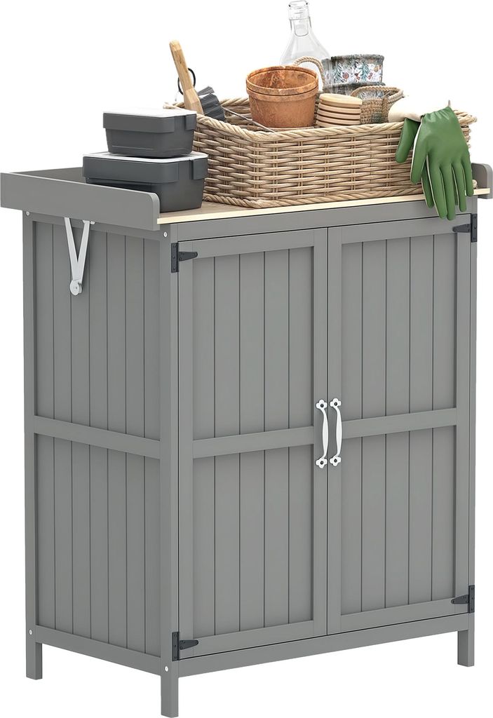 Outsunny Armoire de jardin en bois abri de jardin avec 2 Image du produit 