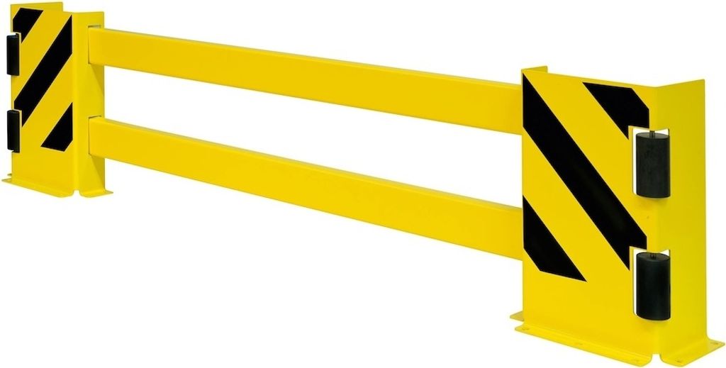 PROREGAL Längenverstellbare Regalschutz-Planke mit Anfahrschutzwinkel & Leitrollen | Regalstirnschutz Doppelregal-Set | HxBxT 50x230-270x19cm | Ku...