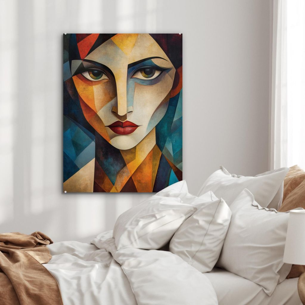 MuchoWow Glasbilder - Bilder auf Wandbild - Foto auf Glas Porträt - Abstrakt - Formen 60x80 cm Wanddekoration aus Glas - Acrylglasbild - Acrylbild...