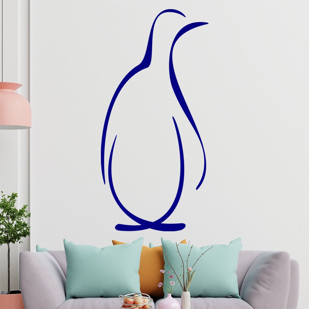 Pinguin Linien Wandtattoo in 6 Größen - Wandaufkleber Wall Sticker - Dekoration, Küche, Wohnzimmer, Schlafzimmer, Badezimmer