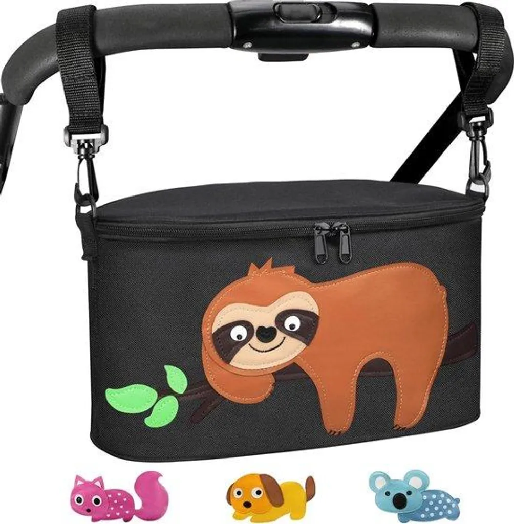 Organiseur de poussette compact et léger noir pour ranger les affaires de bébé