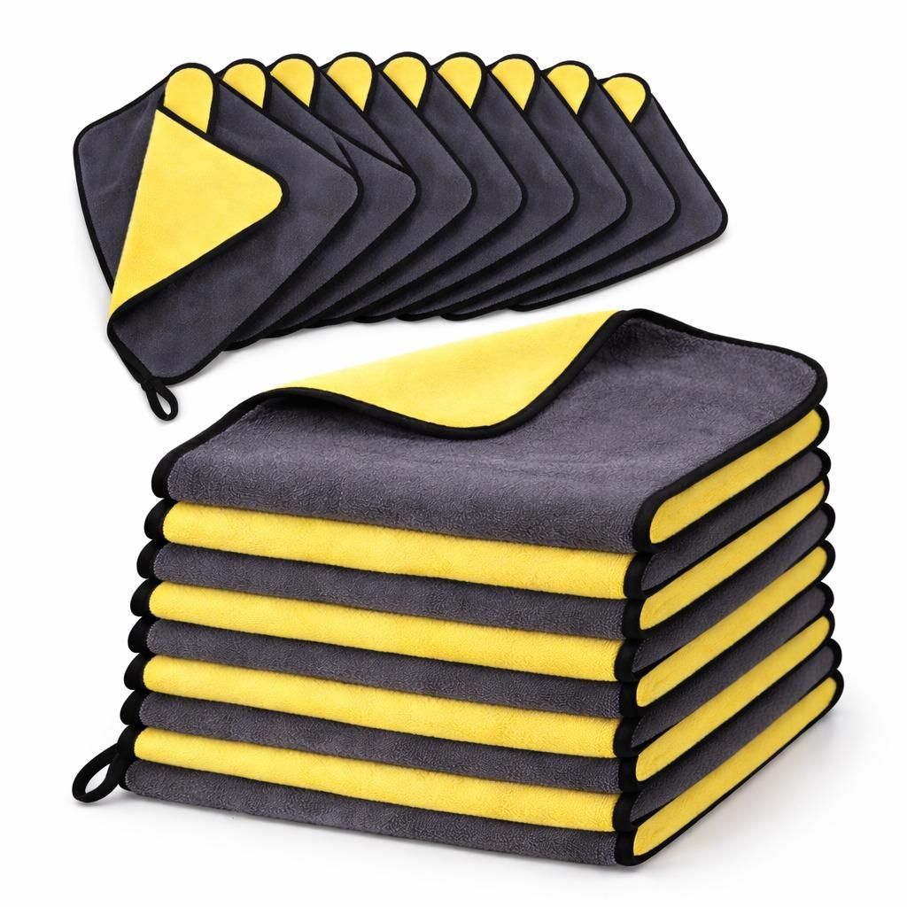 10er Pack Mikrofaser-Autowischtücher 30 x 30 cm Waschlappen, Saugfähige Trocken- Reinigungstücher für Autoaufbereitung - Kratzfrei Schnelltrock...