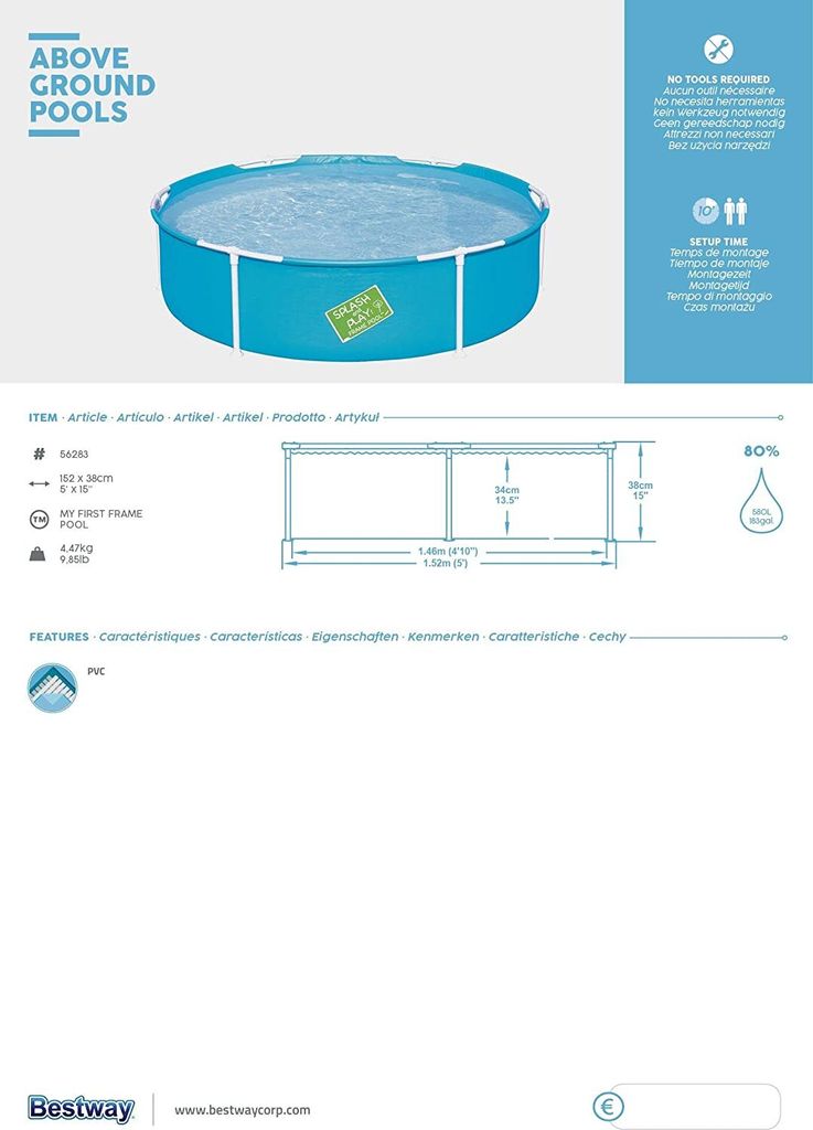 Bestway Swimming Pool My First Frame Pool 152 cm Produktbild 9