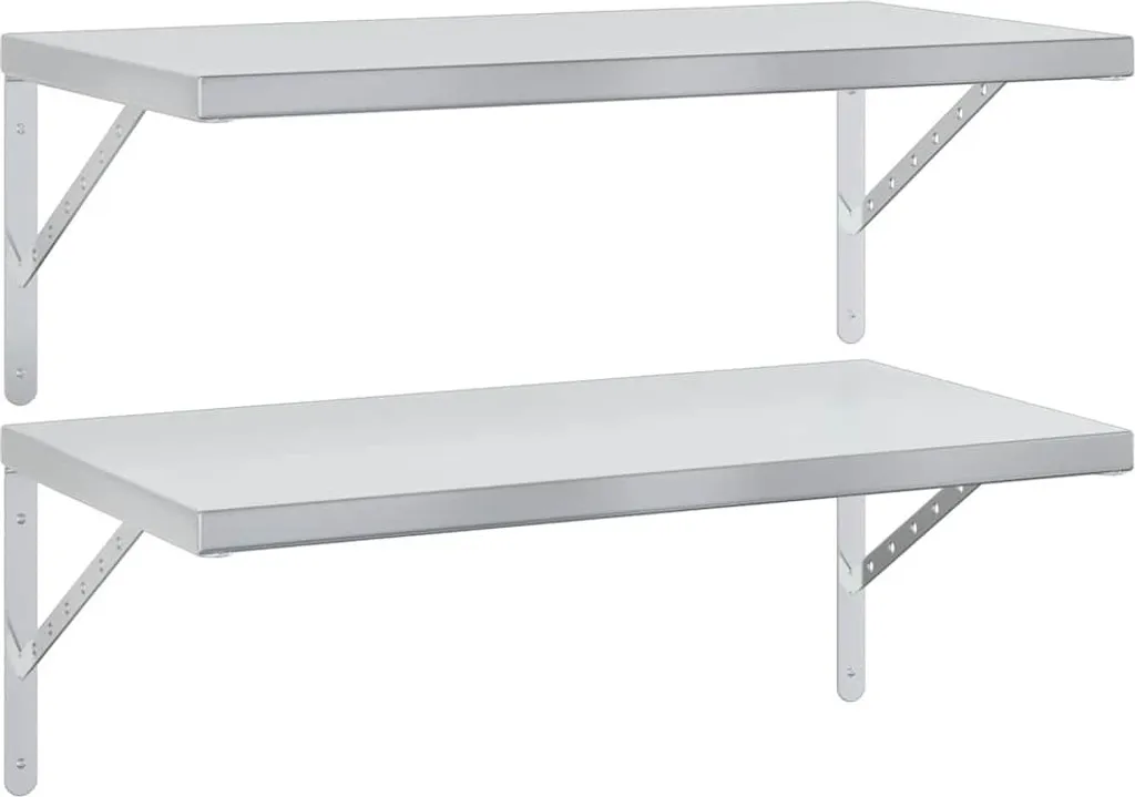 Set 2 Mensole Acciaio Inox 75x40 cm vidaXL | Scaffalatura Parete Inox