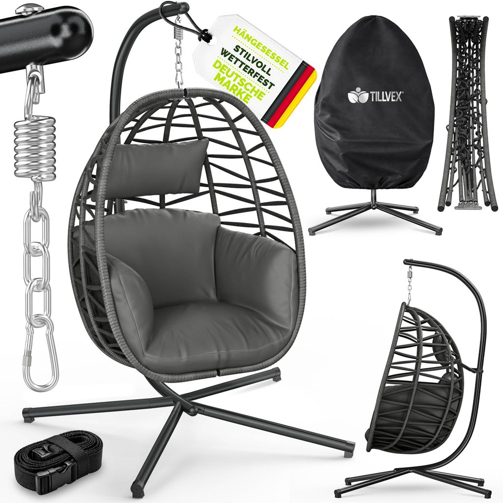 tillvex® Hangstoel met Standaard Outdoor & Weerbestendige Productafbeelding 