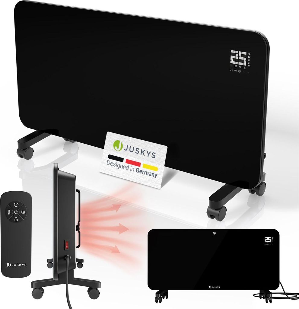 Juskys Glasheizung 2000W – Elektroheizung, Wand- & Standgerät, App & Fernbedienung