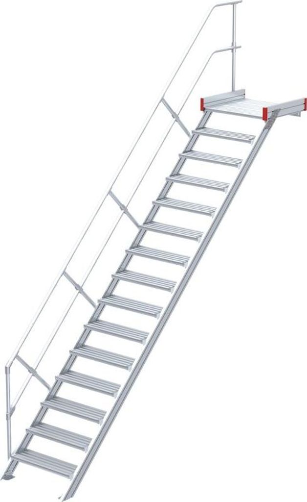 Euroline 511 Podesttreppe 45° 800mm Stufenbreite 15 Stufen Alu gerieft
