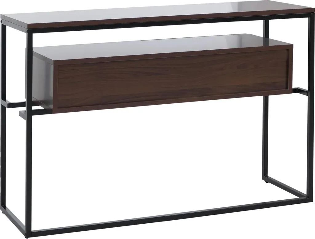 Table d'appoint console entrée 120cm aspect noyer pour rangement clé - 7