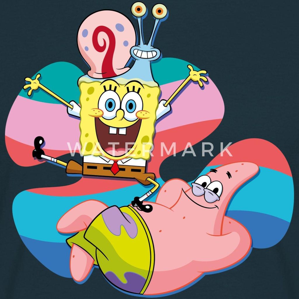 Spreadshirt SpongeBob Schwammkopf Patrick Gary Die Schnecke Männer T-Shirt, M, Navy