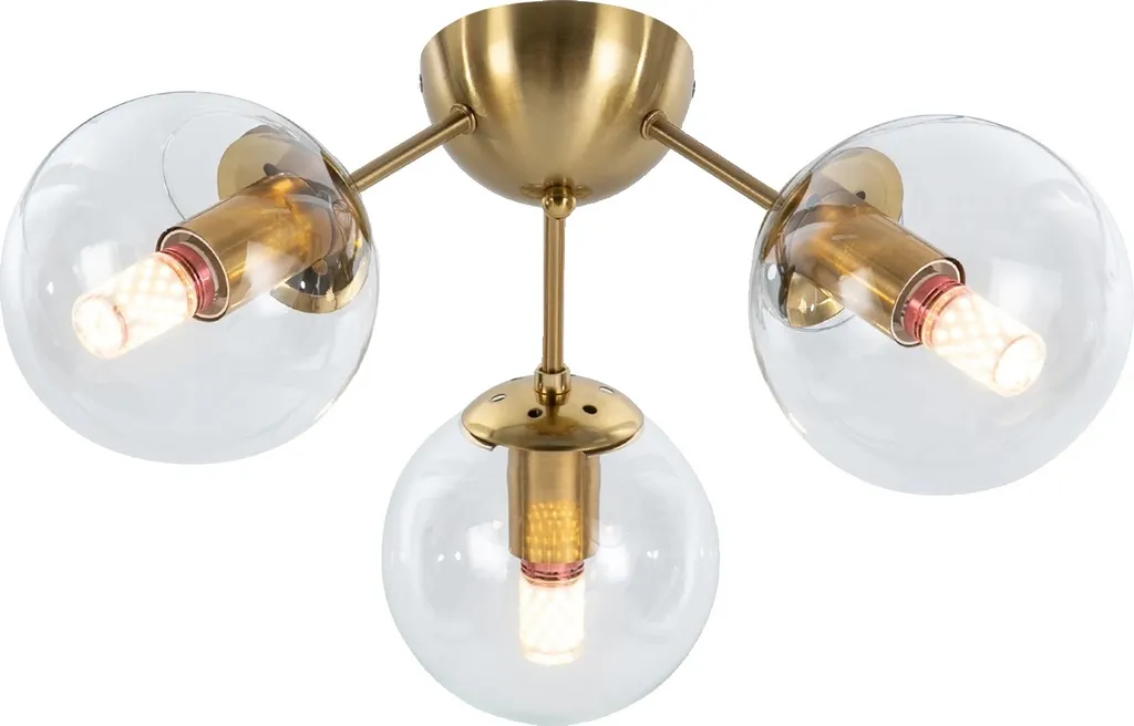 Plafonnier 3 ampoules finition dorée et jaune pour salon - Design Lux