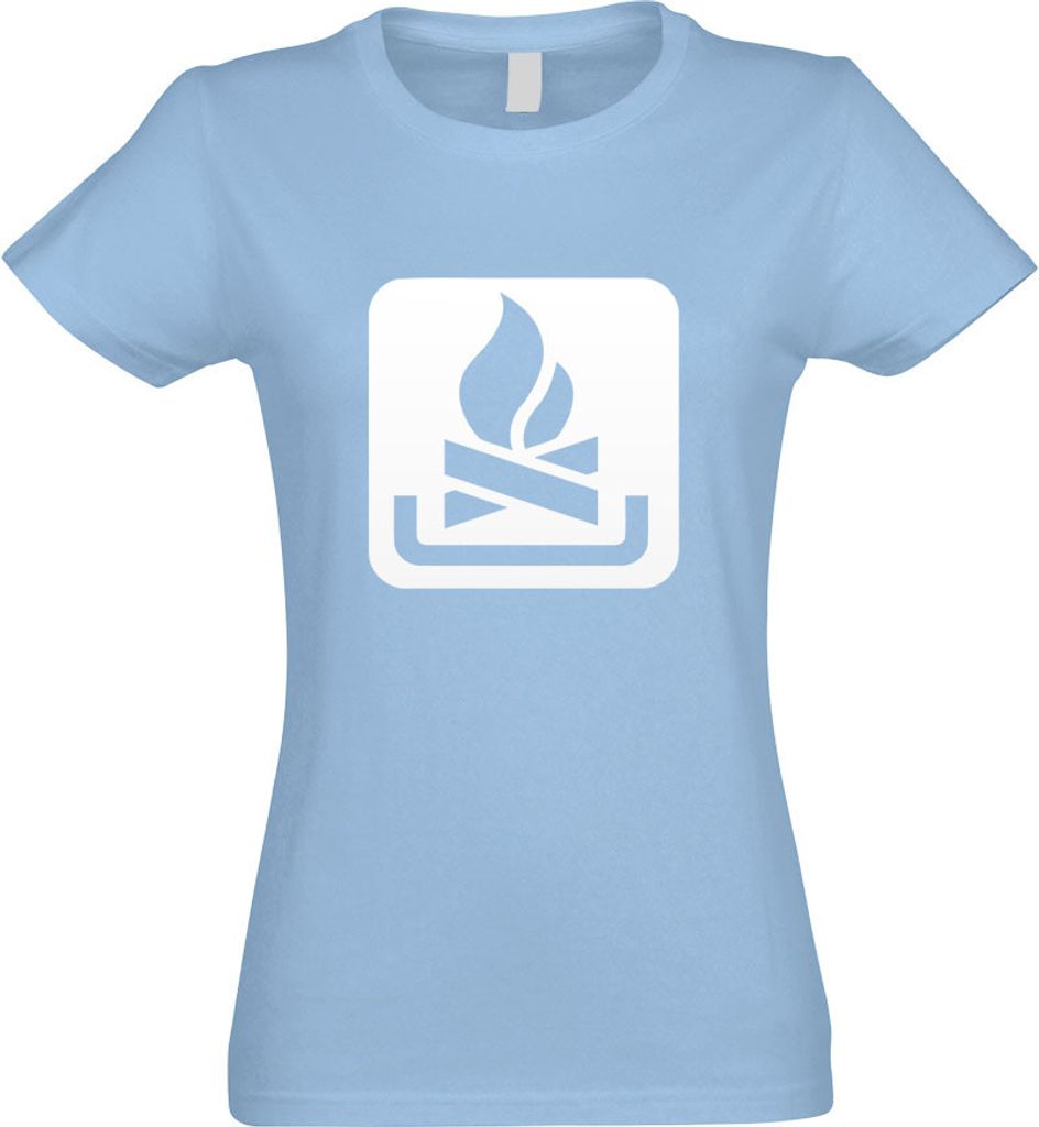 Kiwistar - T-Shirt tailliert - Damen - himmelblau - Lagerfeuerplatz Stelle Piktogramme - mit Motiv Bedruckt - Funshirt Design - Sport - Freizeit - ...