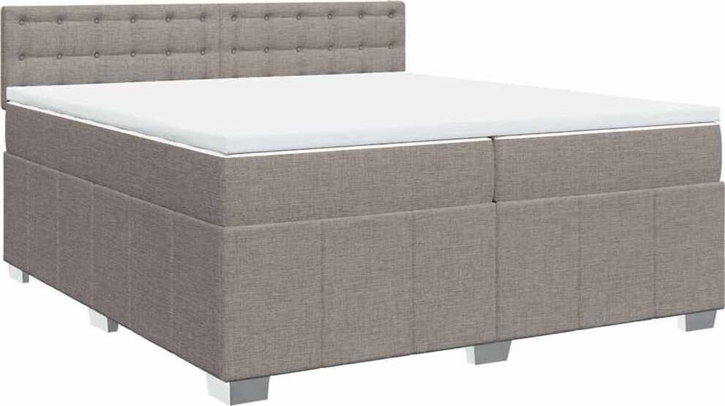 vidaXL Boxspringbett mit Matratze Taupe 200x200 cm Stoff