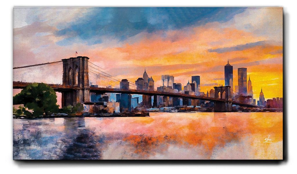Giallobus - 36 - New York Brooklyn - Giallobus - 140L x 80B cm - Bild - Premium Loom Canvas mit hoher Dicke