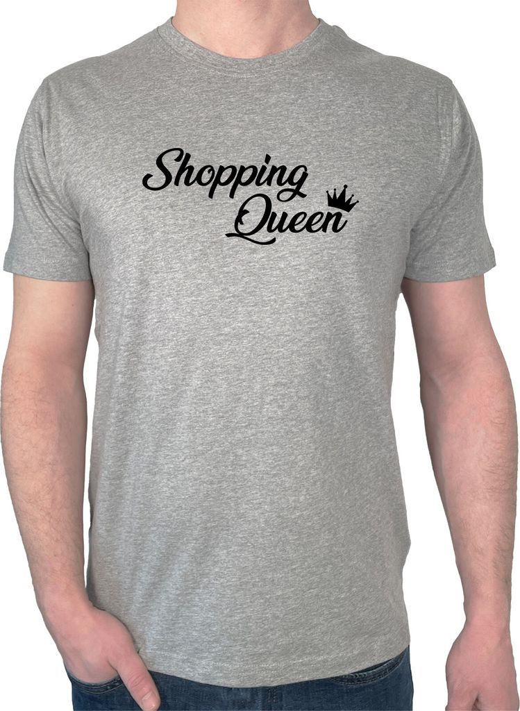 Huuraa Herren T-Shirt Shopping Queen S Sport Grey Bio Baumwolle Fairtrade Herrenshirt Geschenkidee