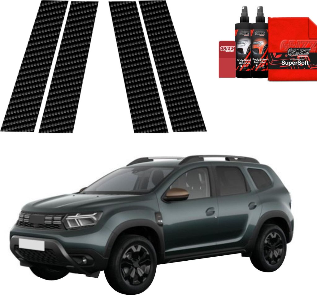 4in1 Kohlenstoff Schutzfolie Grizz Protector für B-Säule - Dacia Duster (2024-2025)