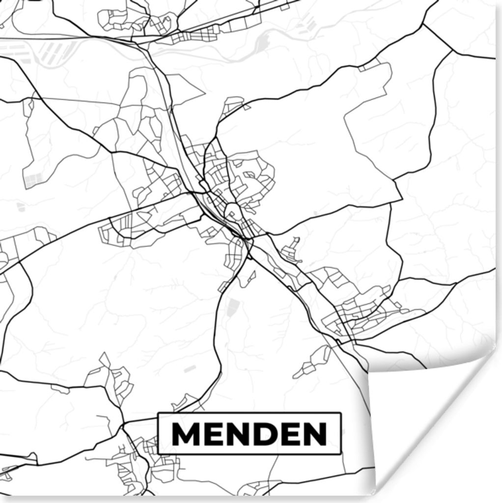 MuchoWow Poster Menden - Stadtplan - Karte 100x100 cm - Babyzimmer