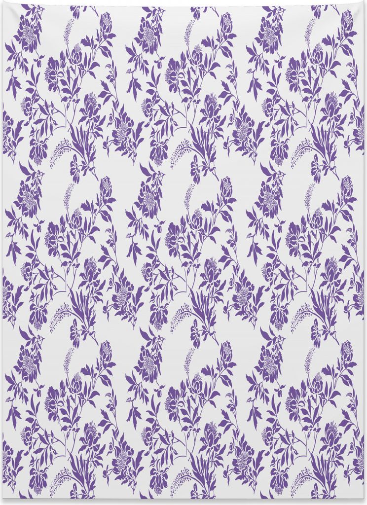 Abakuhaus Blumen Wandteppich, Aufblühende Saisonpflanzen aus Weiches Mikrofaser Stoff Kein Verblassen Klare Farben Waschbar, 110 x 150 cm, Violett...