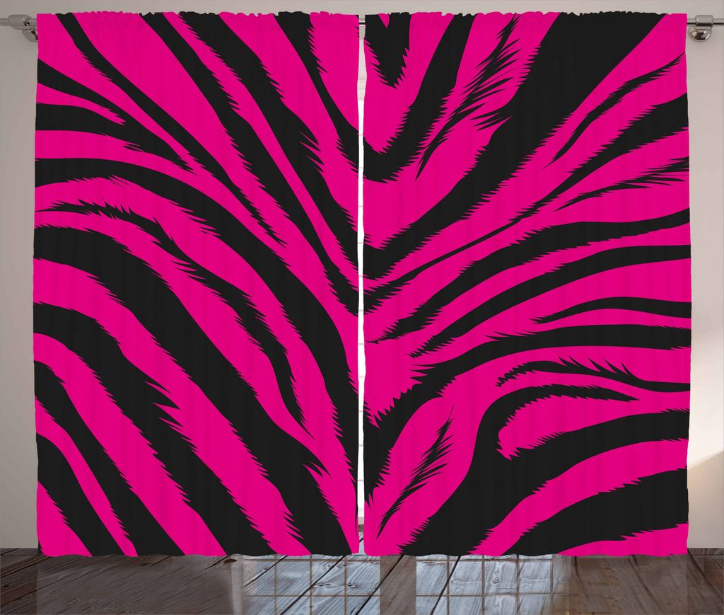 ABAKUHAUS Teen Zimmer Rustikaler Vorhang, Hot Pink Zebra-Haut, Wohnzimmer Universalband Gardinen mit Schlaufen und Haken, 280 x 175 cm, Magenta und...