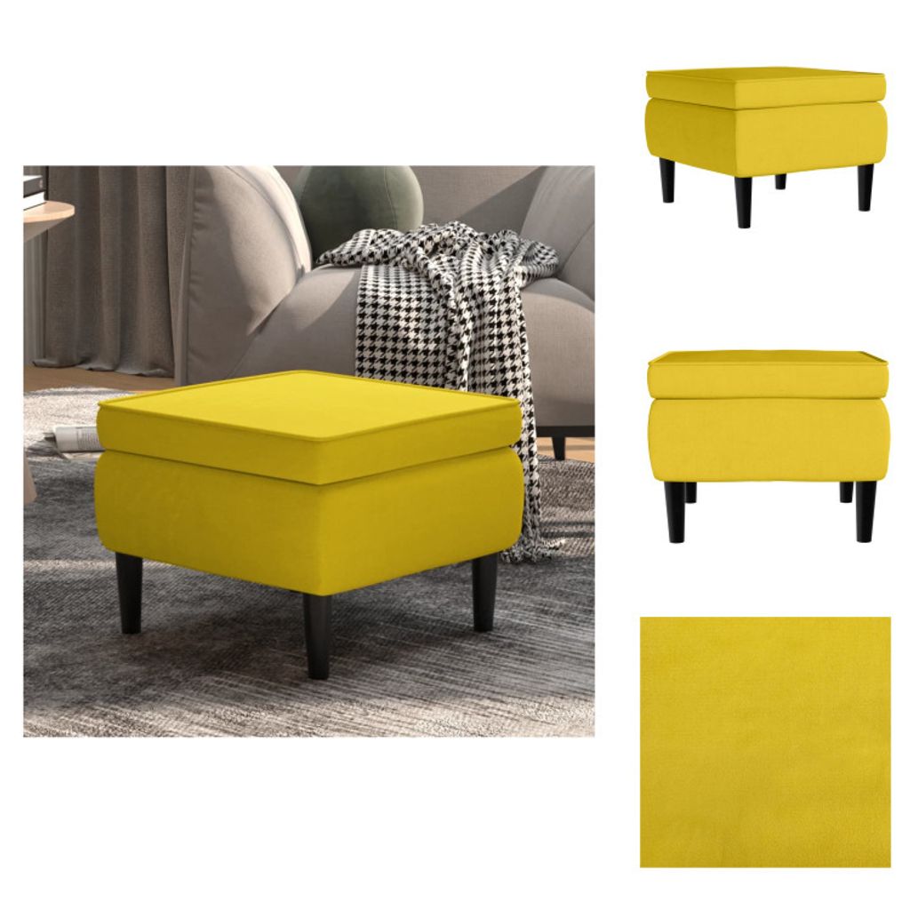 vidaXL Hocker mit Holzbeinen Gelb Samt - Klappstühle & Hocker