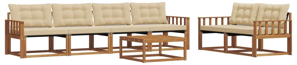 vidaXL Outdoor-Sofagarnitur mit Kissen 7 pcs Natur und Beige