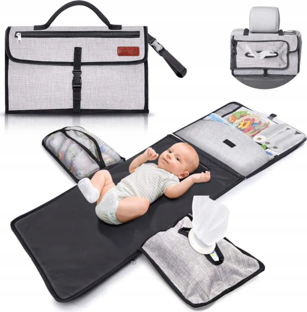 Matelas à Langer Organizer Convertible Gris pour Table à Langer Bébé - 13