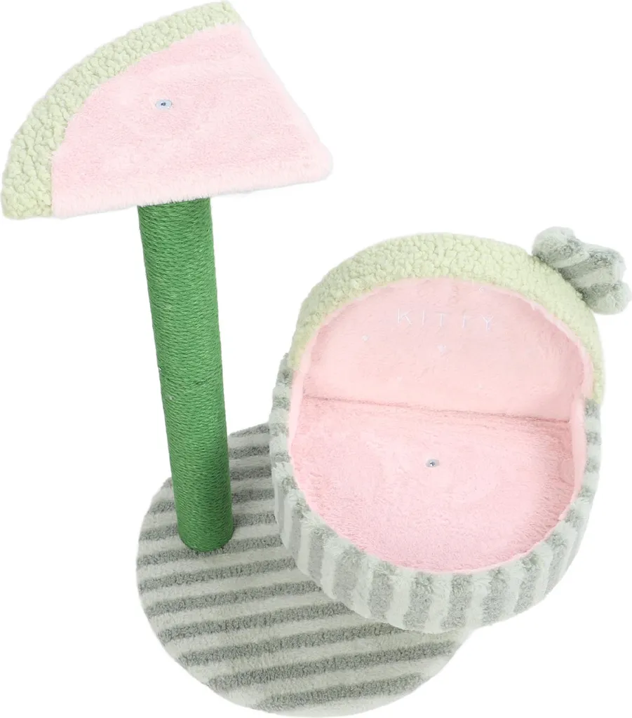 Arbre à chat anti-stress avec griffoir sisal fruit et tour interactive