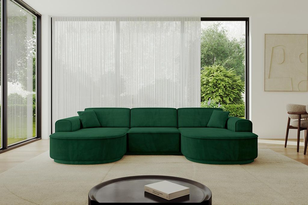 ALTDECOR Ecksofa in U-Form MARI-U1-v3 - 303x171x83 cm Grün - Corner Sofa Bett Eckcouch Couch L-Form Wohnlandschaft Cauchsofa