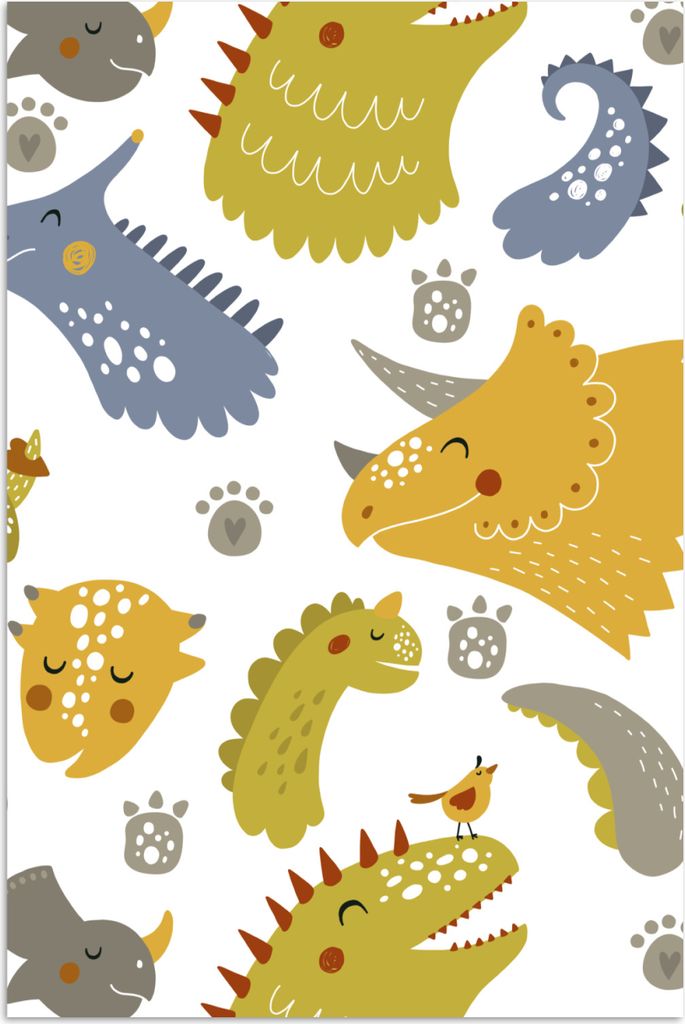MuchoWow® Poster Dinosaurier - Schnittmuster - Jungen - Produktbild 
