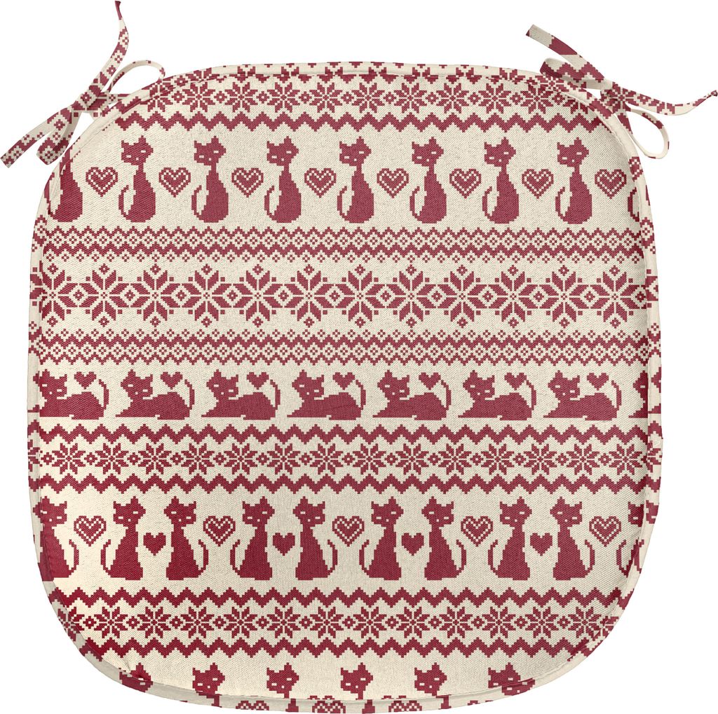 ABAKUHAUS nordisch Polster für Esszimmerstühle, Katzen-Muster-Pixel-Kunst, Dekoratives wasserfestes Kissen mit Riemen für Küchensitze, 40 cm x ...