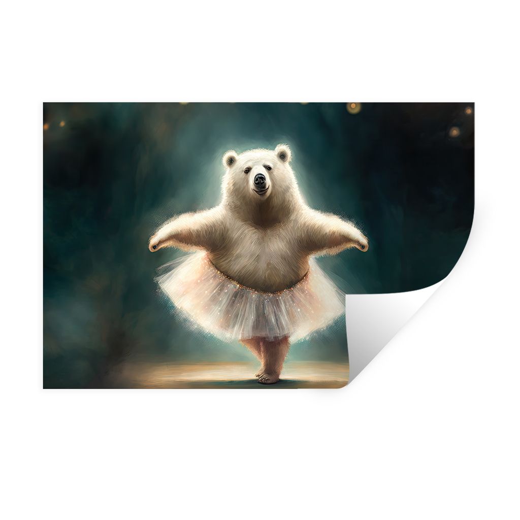 MuchoWow Wandtattoo Wandsticker Wandaufkleber Eisbär - Rock - Ballett - Porträt - Tiere - Kinder 60x40 cm Selbstklebend und Repositionierbar - ...