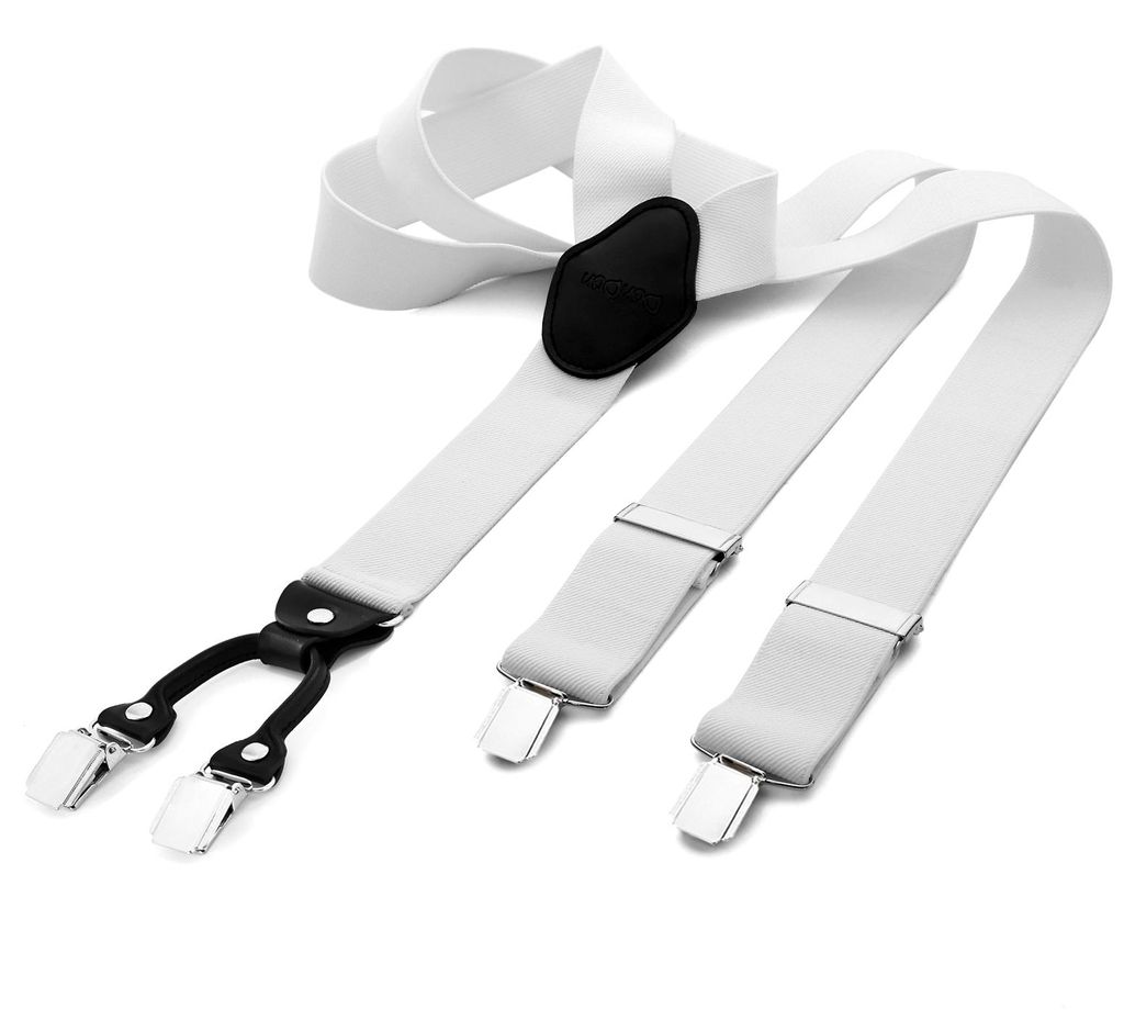 DonDon® Herren Hosenträger breit 3,5 cm - 4 Clips mit Leder Produktbild 