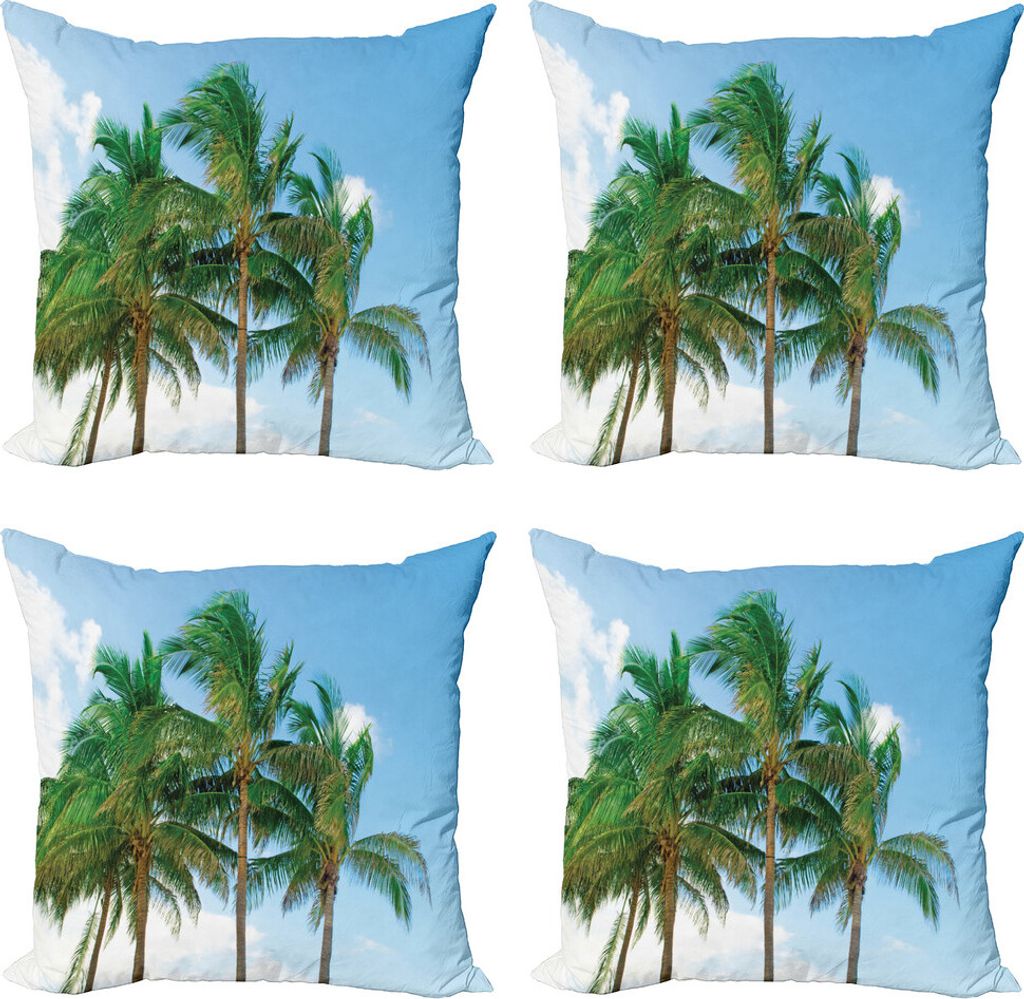 ABAKUHAUS Tropisch Kissenbezug Set (4 Stück), Exotische Idylle Natur, Moderner Doppelseitiger Digitaldruck, 50 cm x 50 cm, Grün