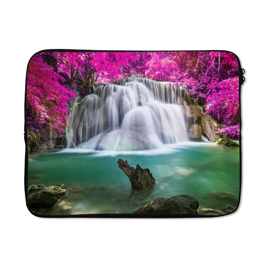 MuchoWow Laptop Hülle 15 Zoll Wasserfall - Rosa - Bäume Laptoptasche - Laptoptasche - Sleeve - Rundum-Schutz